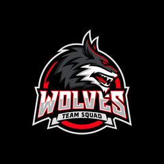 Wild wolf esport mascot logo design vector illustration © nrsha