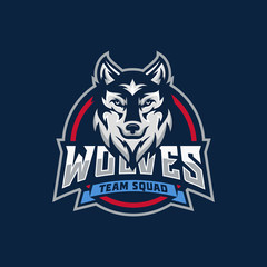 Wild wolf esport mascot logo design vector illustration © nrsha