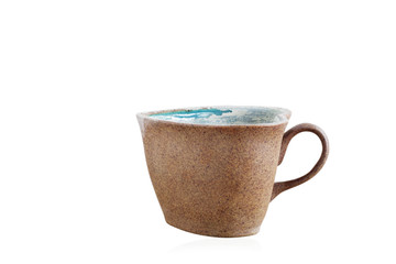 Old mug on white background.