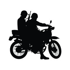 Fototapeta na wymiar Two soldier on motocross silhouette vector