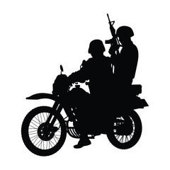 Two soldier on motocross silhouette vector