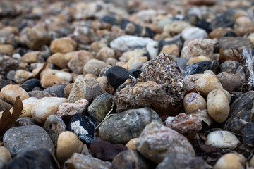 Smooth dry river stones