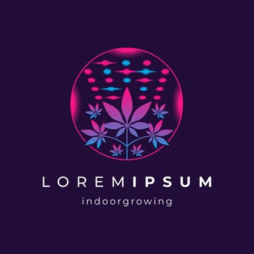 Cannabis Indoor Growing with Spectrum LED Light Logo Template