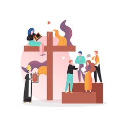 Christian religion vector concept for web banner, website page