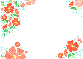 Floral frame with leaves, flowers, wedding