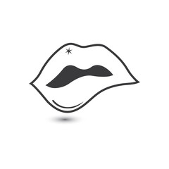 Lips icon cosmetic logo vector template