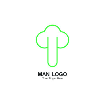 men's logo. logo with male sex illustration design with simple green line art. for corporate symbols and men's health. modern template. illustration vector