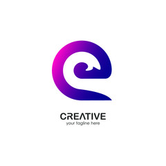 modern letter logo e. with gradient texture. white background. for company symbols and design needs. illustration vector