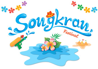 Songkran festival water lettering 