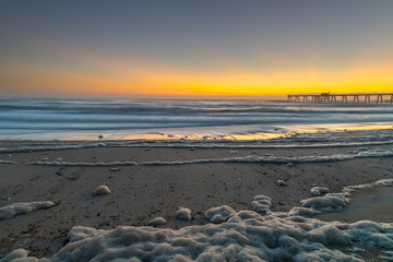 Sunrise Seascape and Sea Foam