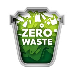 Zero waste vector concept layered paper cut style illustration
