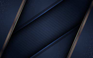 Dark navy blue overlap layer background with golden details.