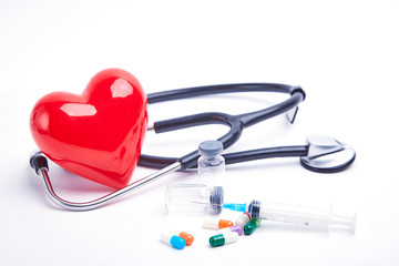 Red heart and stethoscope