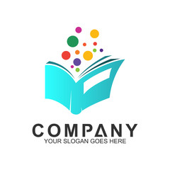 book with colorful bubble education logo template