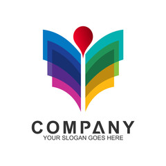 education logo template, success and happy student vector icon