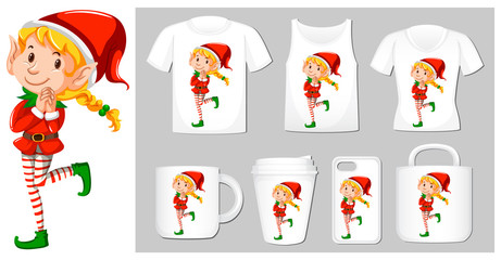 Fototapeta premium Christmas theme with elf on product templates