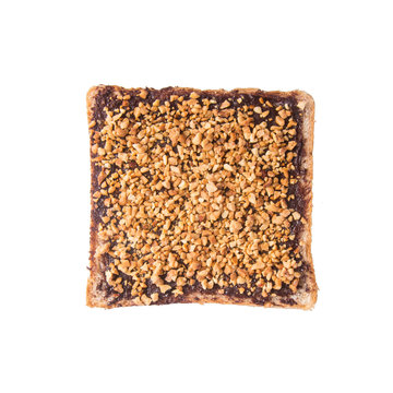 bread or bread slice with nuts chocolate on a background new.