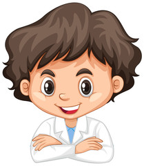 Boy in science gown on white background