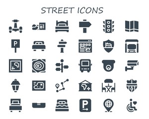 Modern Simple Set of street Vector filled Icons