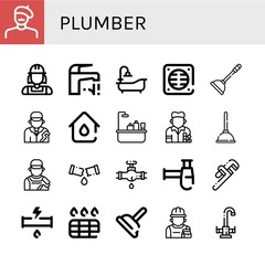 plumber simple icons set
