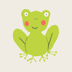 Vector Cute hand drawn cartoon animal frog. Flat element for you design, perfect for card, sticker, poster, packaging, t short print or baby cloth.