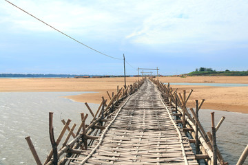 Bamboo bridge across Mekong, Kampong Cham, Cambodia