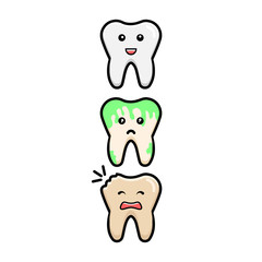 Tooth,Cute vector character set,  white and clean teeth, dirty teeth, and cavities. good for book cover,web icon,t-shirt screen ,etc
