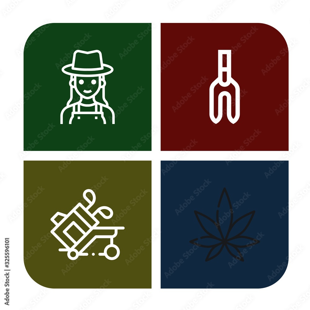 Poster lawn simple icons set