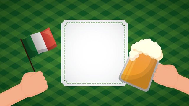 st patricks day animated card with beer and ireland flag
