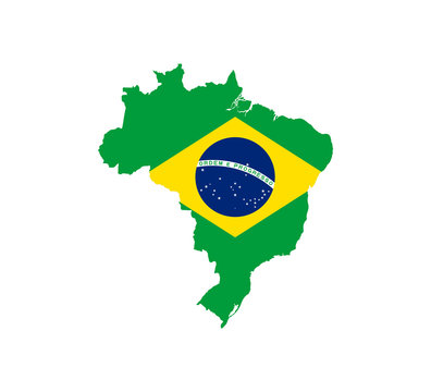 Brazil map, flag. Vector illustration, flat design.