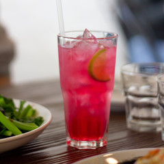 Pink hibiscus and lychee tea