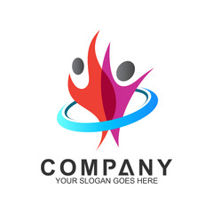 family play logo, adoption and care icon, abstract people connected vector icon