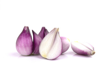 Cut red onion in white background