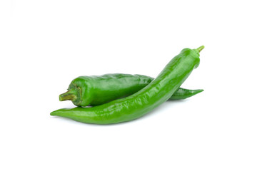 Green chili in white background