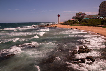 Fototapeta premium View of Umhlanga Lighthouse from Shallows