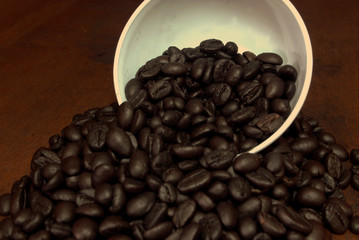 cup of coffee with beans