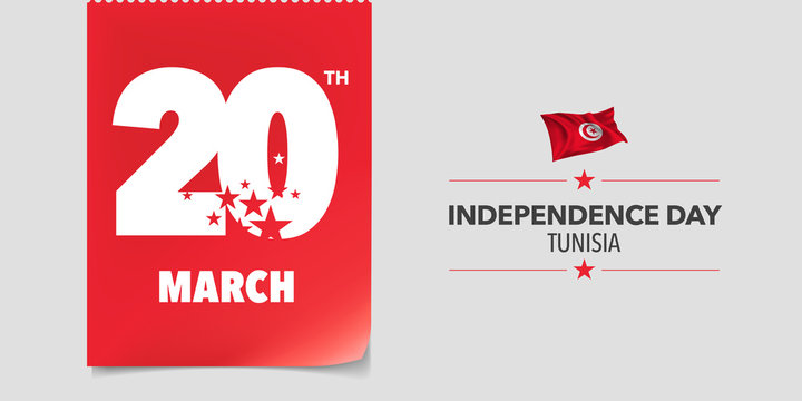 Tunisia independence day greeting card, banner, vector illustration
