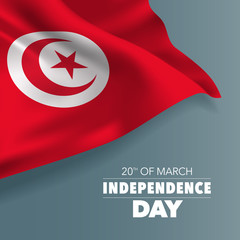 Tunisia independence day greeting card, banner, vector illustration