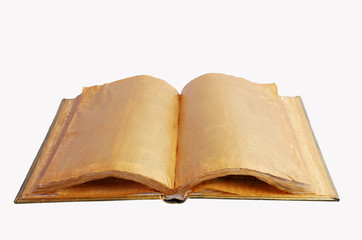 Opened old book. Isolated on white. Place for your text.