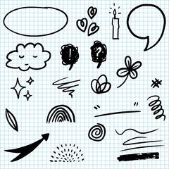 set of Hand drawn design elements. vector illustration.