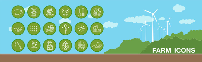 Farming icons  set,  thin line style © ppdesign