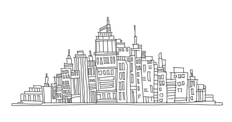 Free hand line drawing city landscape, vector design