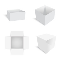 Blank opened paper or cardboard box packing. Vector.