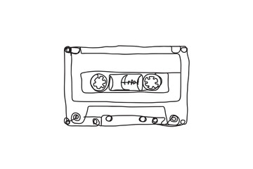 tape cassette ,line drawing style, vector design