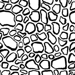 Ink grunge seamless black and white pattern. Vector illustration.