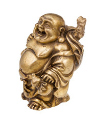 Fototapeta na wymiar bronze figurine of Hotei (Laughing Buddha)