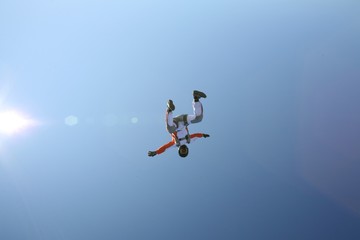 Fototapeta premium Wild. Man in free flight. Parachuting entertainment for active people.