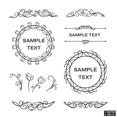 Scrolls and curls, elements for design. Set of vintage frames.