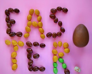 happy easter sign made of pills