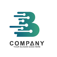 letter B with electronic circuit, tech logo, digital icon © Amelia